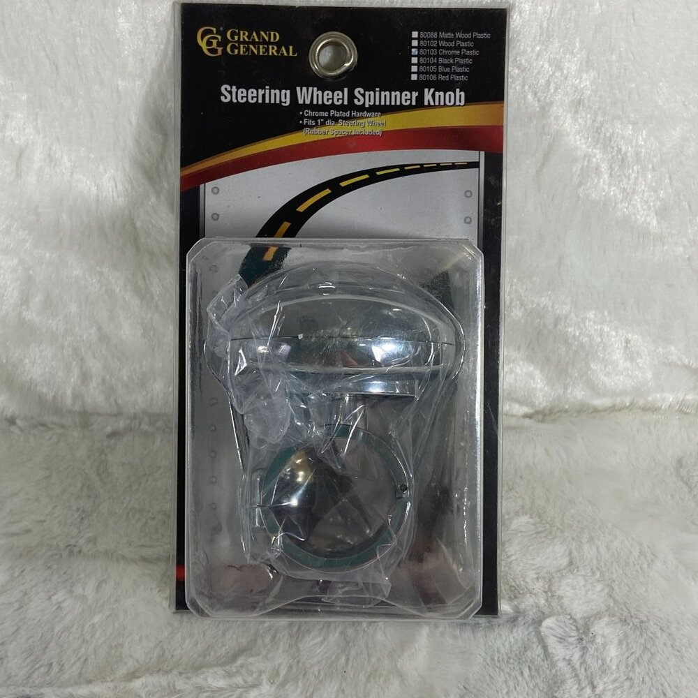 Grand General Steering Wheel Spinner Knob 80103 Chrome Plastic Mounting Hardware